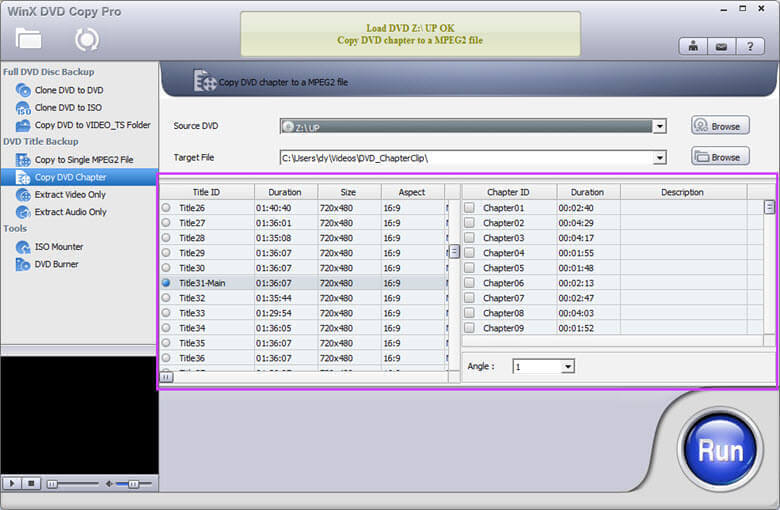 Copy DVD chapter to a MPEG2 file