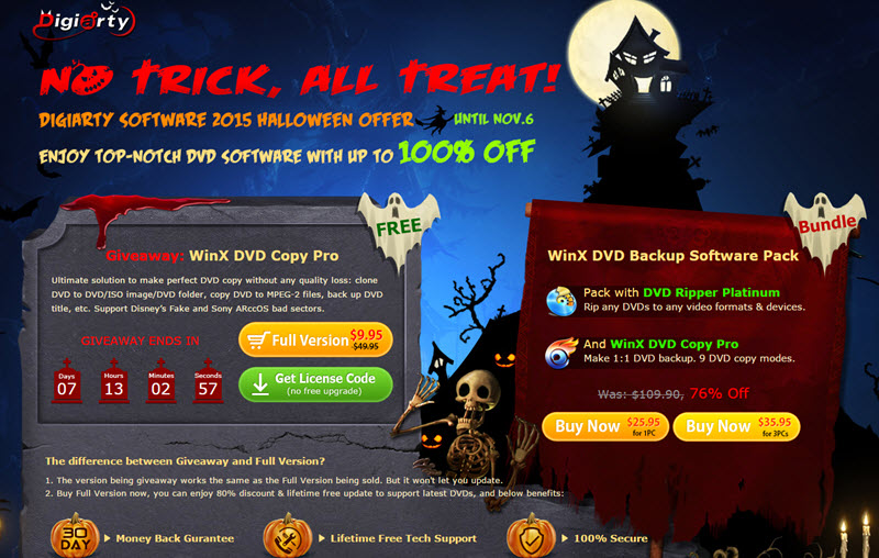 Digiarty Software 2015 Halloween Offer - DVD Copy Software WinX DVD Copy Pro Giveaway