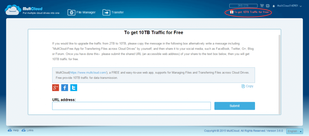 MultCloud - How to Get 10TB Traffic for Free