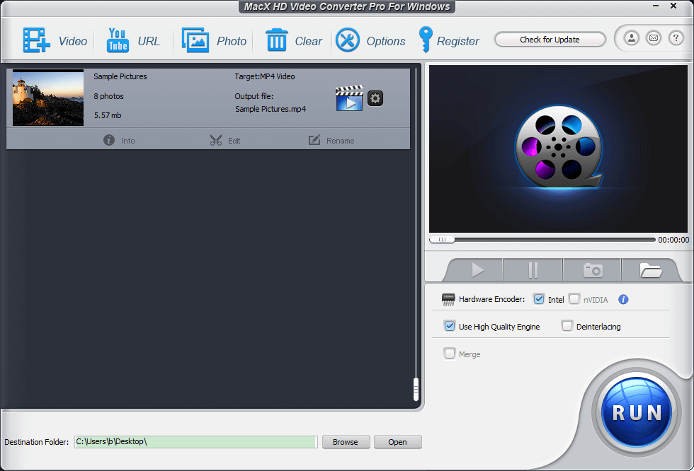 Create Slideshows from your JPG, PNG, BMP photos with background music
