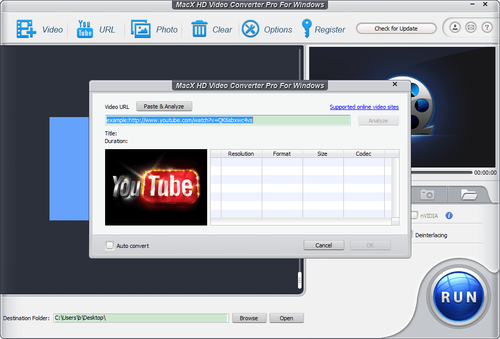 MacX HD Video Converter Pro for Windows can download YouTube video free and covert YouTube video to AVI, MP4, MOV