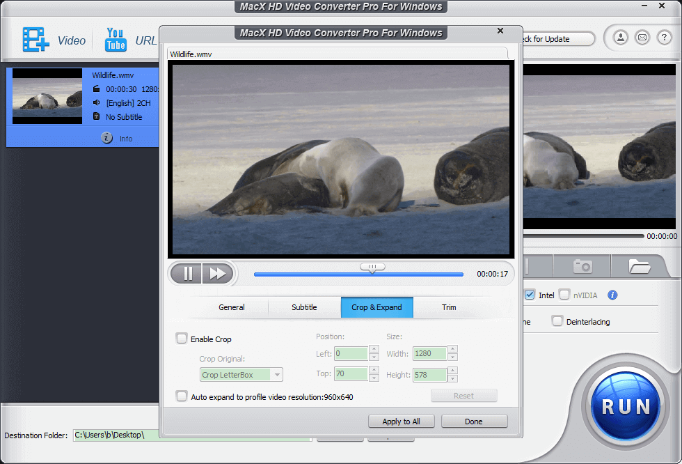 Video Editing features of MacX HD Video Converter Pro for windows