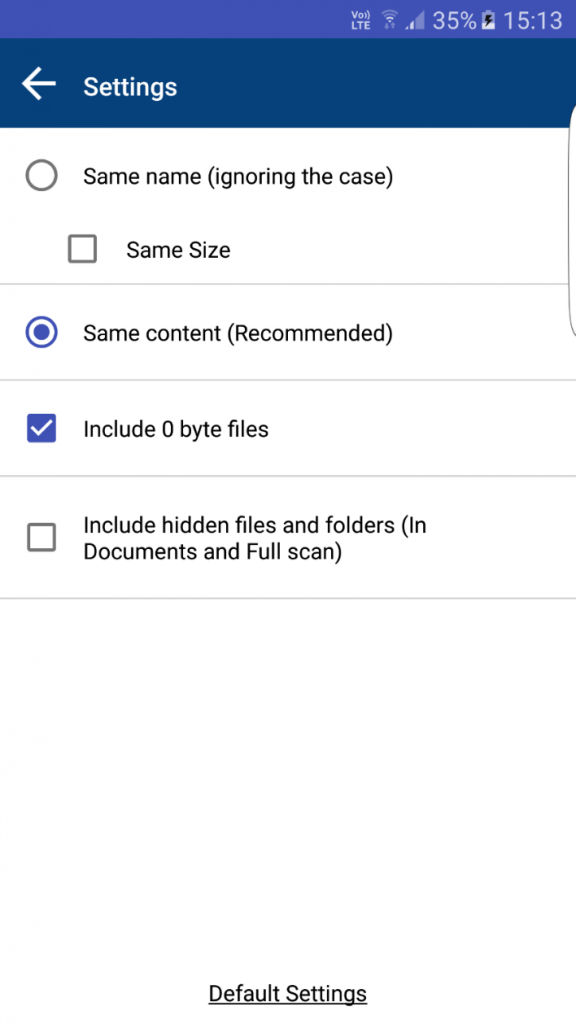 Duplicate Files Fixer Android App Settings