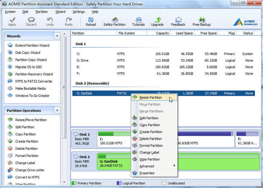 AOMEI Partition Assistant Standard Edition - Safely Partition SD Card, Hard Drive & USB Flash Drive
