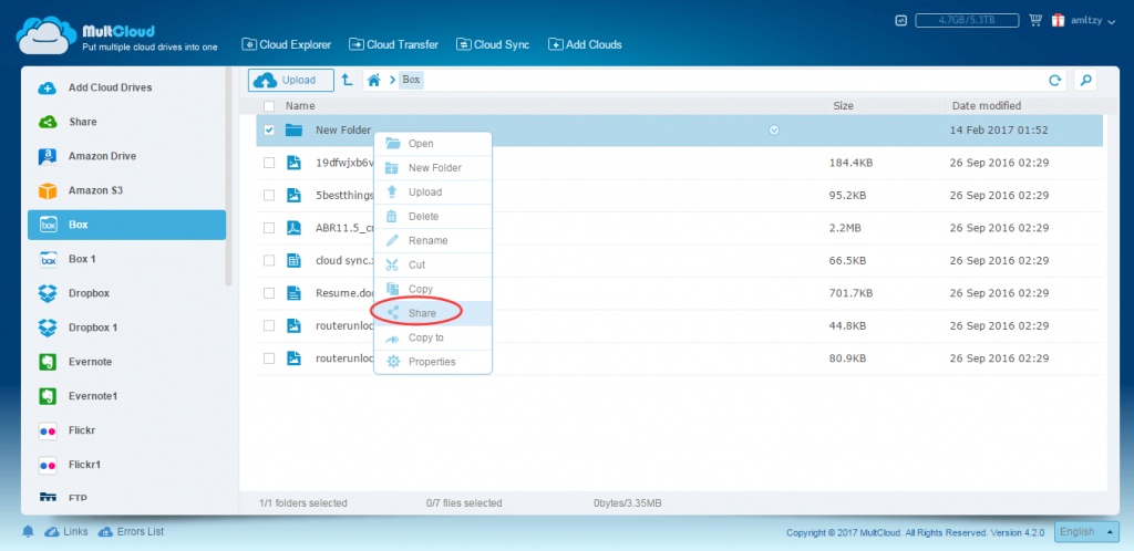 MultCloud Share function