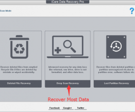 Three Well-Designed Data Recovery Scan Modes of iCare Data Recovery Pro - Deleted File Recovery, Deep Scan Recovery, Lost Partition Recovery.