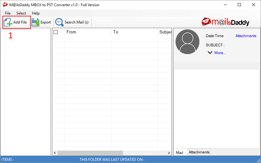 MailsDaddy MBOX To PST Converter - Add MBOX file to convert to PST format
