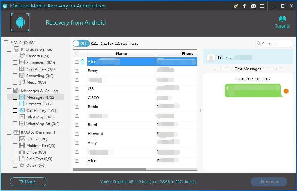 MiniTool Mobile Recovery Software Can Recover Deleted Messages from Android