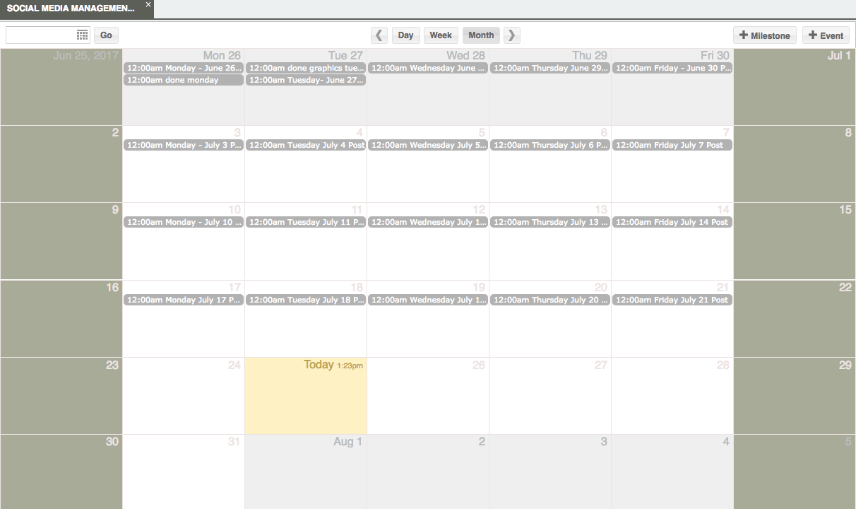 Dead Drop Software Screen Shot - Social Media Management Calendar