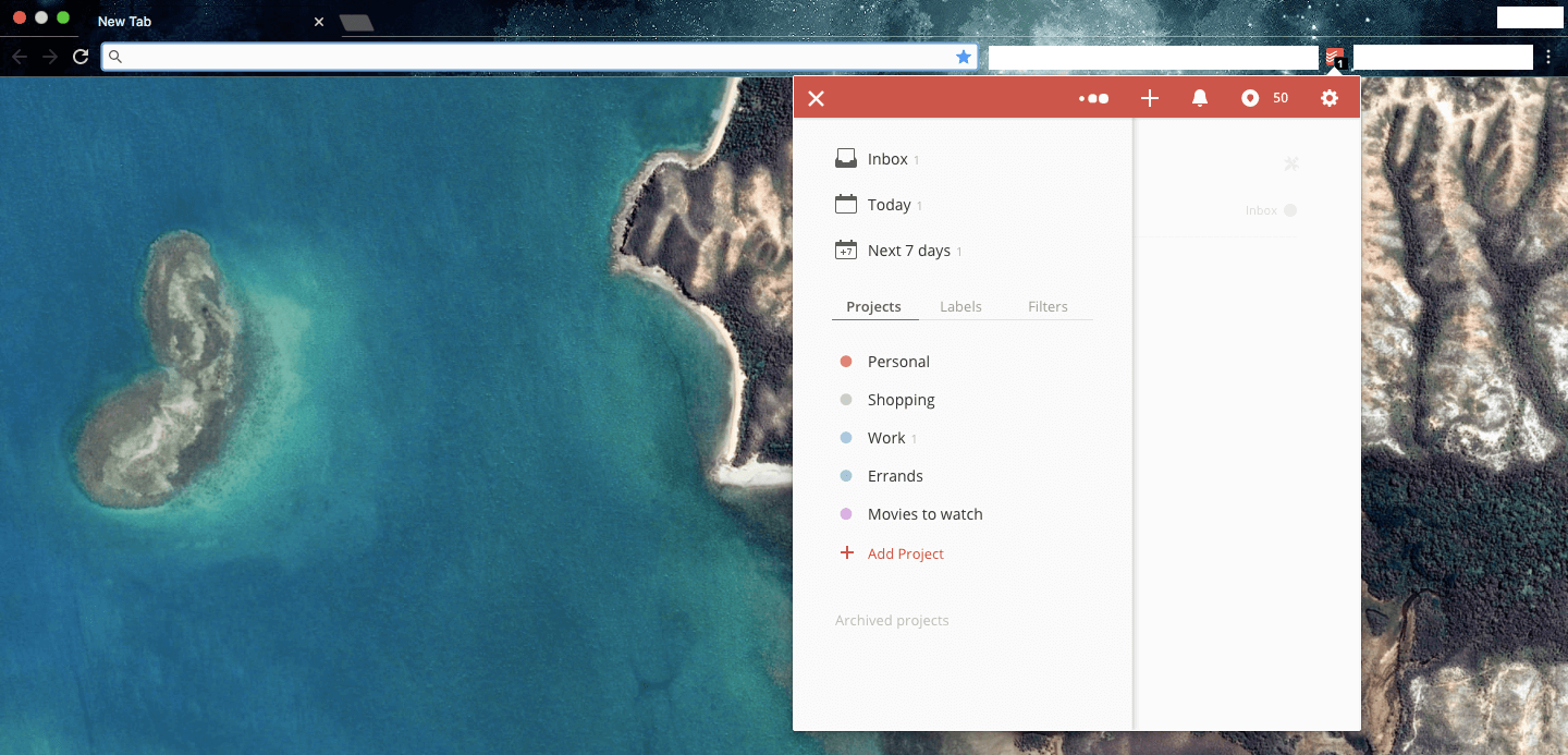 Todoist To-Do list and Task Manager Extension for Google Chrome Browser