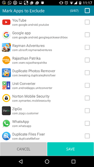 Mark Apps to Exclude from Check Data Usage App Optimize the Internet feature