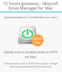iBoysoft Drive Manager for Mac 72 hours giveaway for Tech-Wonders.com users. iBoysoft Drive Manager is a handy tool to write to NTFS drive on Mac, manage external drive and network drive with ease.