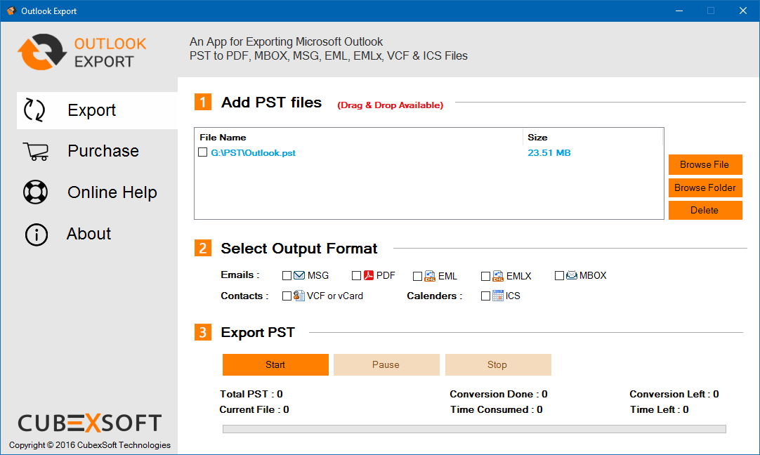 Add PST Files - CubexSoft Outlook Export - Outlook Converter Software