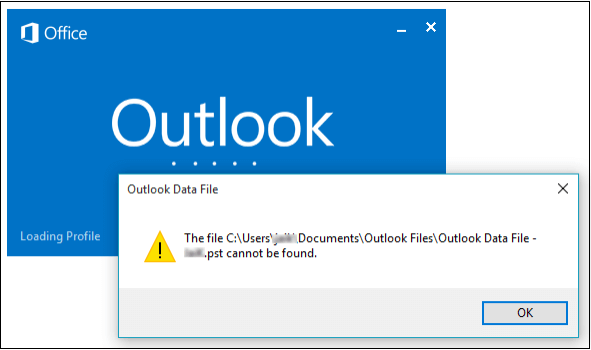 outlook save not found