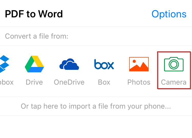 Use camera option for iOS