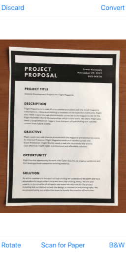 Paper documents scan window options