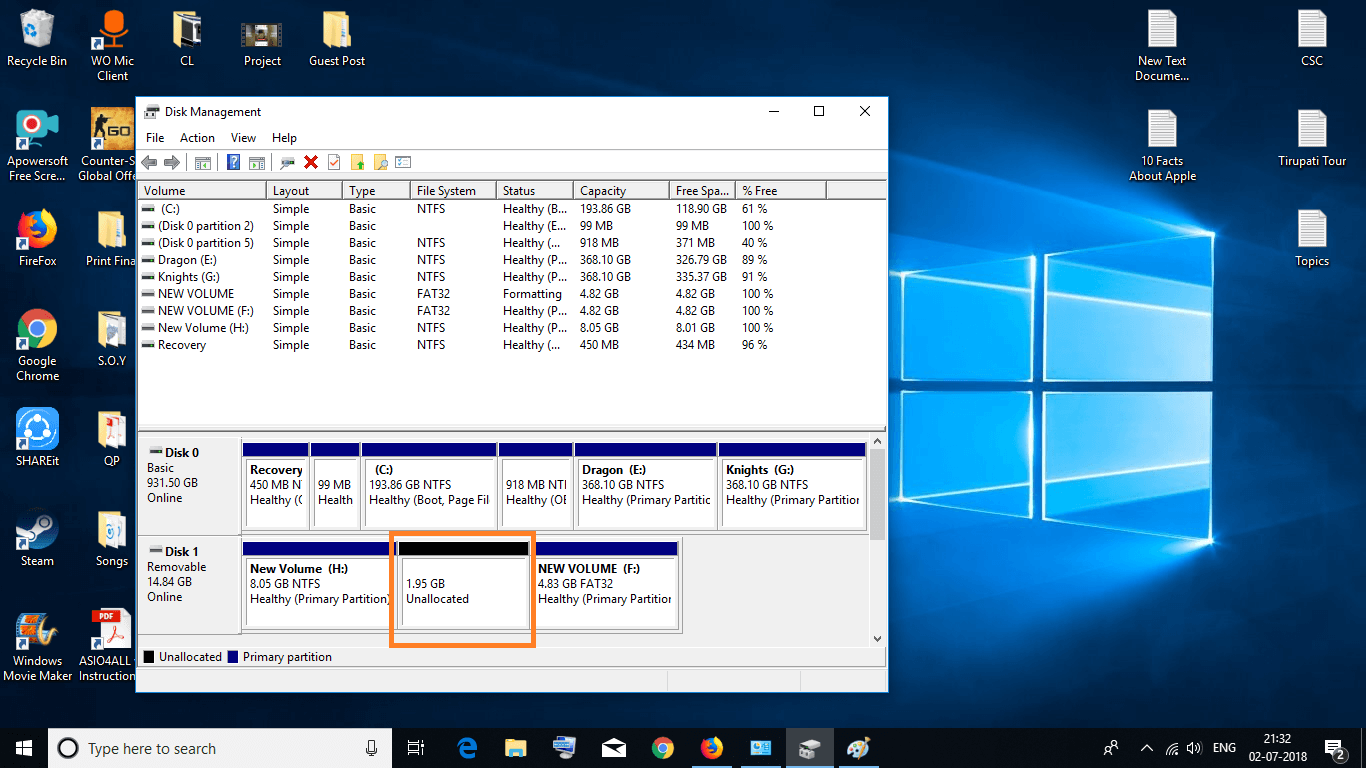 Get Unallocated Space after Shrink Partition