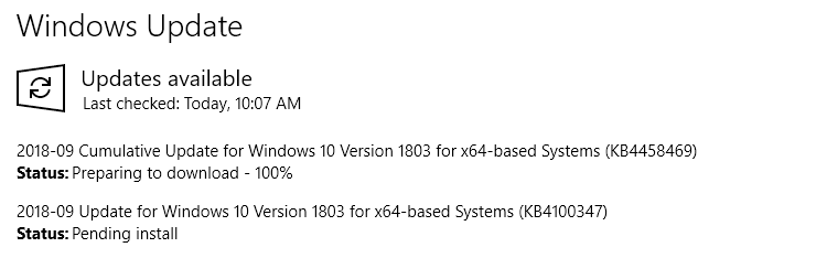 Windows Update - Updates available