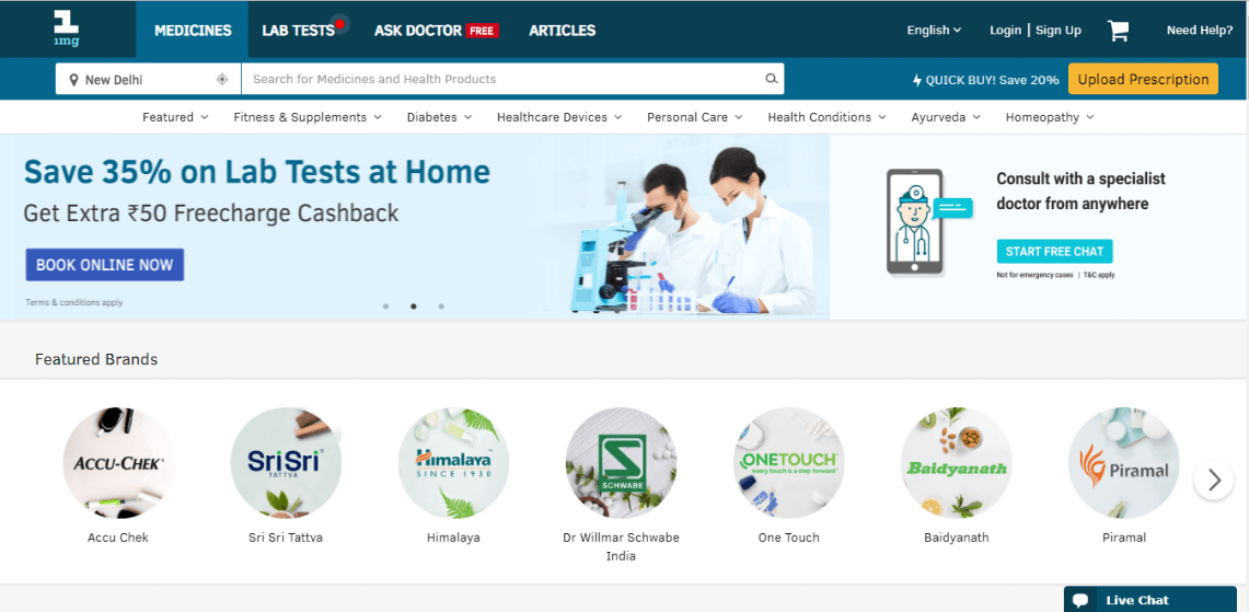 Online Medicine Store: Buy Medicines Online from India's Trusted Pharmacy | 1mg Healthcare Website