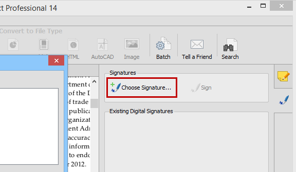 Able2Extract Professional 14 - Choose Signature