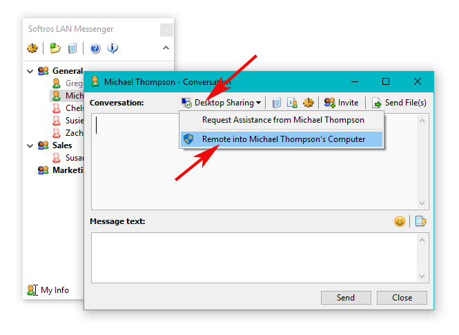 Remote Desktop Sharing - Softros LAN Messenger