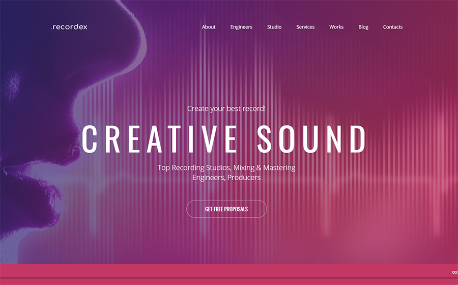Recordex - Recording Studio Music Online Moto CMS 3 Template.