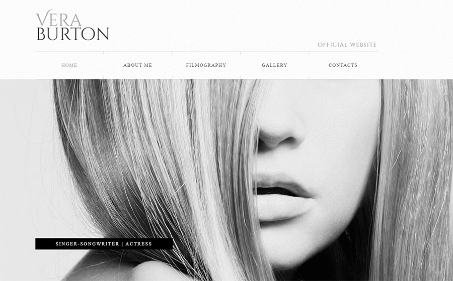 Vera Burton Actress Website Builder | Responsive Moto CMS 3 Template.