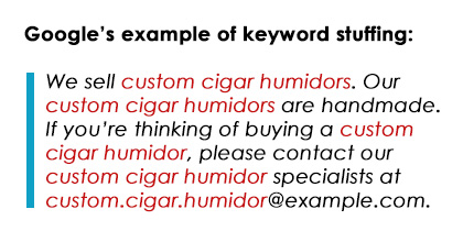 Google's example of keyword stuffing.