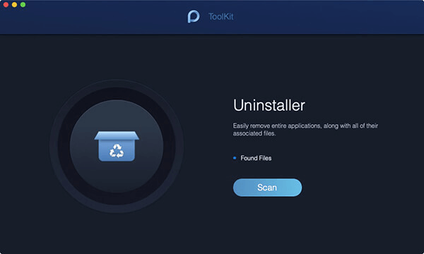 PowerMyMac App - ToolKit - Uninstaller Interface Image. Scan and easily remove entire applications, along with all of their associated files.