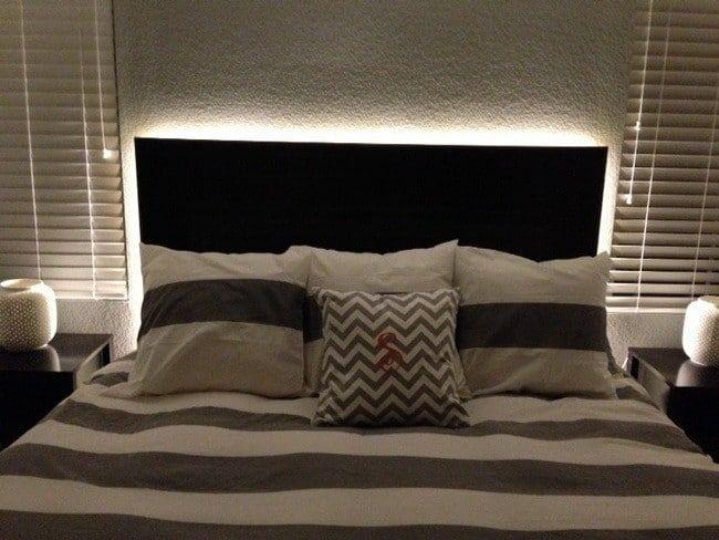 RGB LED Strip Light Behind Bed Headboard - LED Lit Bed Headboard Headboard With LED Lighting