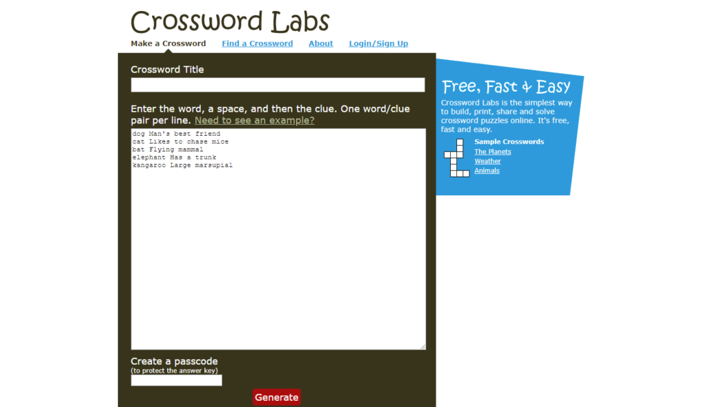 11 Free Online Crossword Puzzle Maker Websites