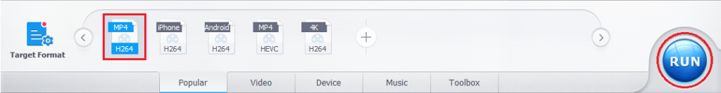 Click Run to Convert Videos to MP4. VideoProc.