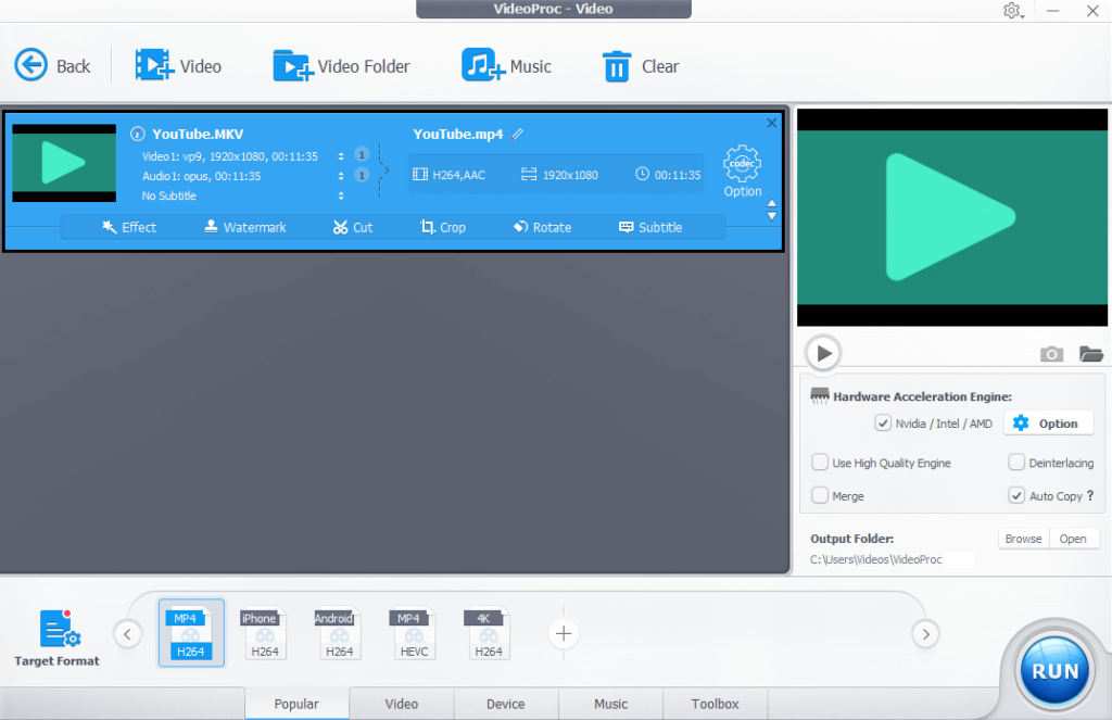 VideoProc Video Converter - Convert Videos to MP4 and other Formats.