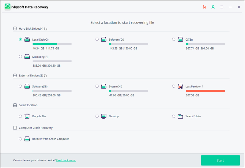 iSkysoft Data Recovery Mac - Start Recovering Files.