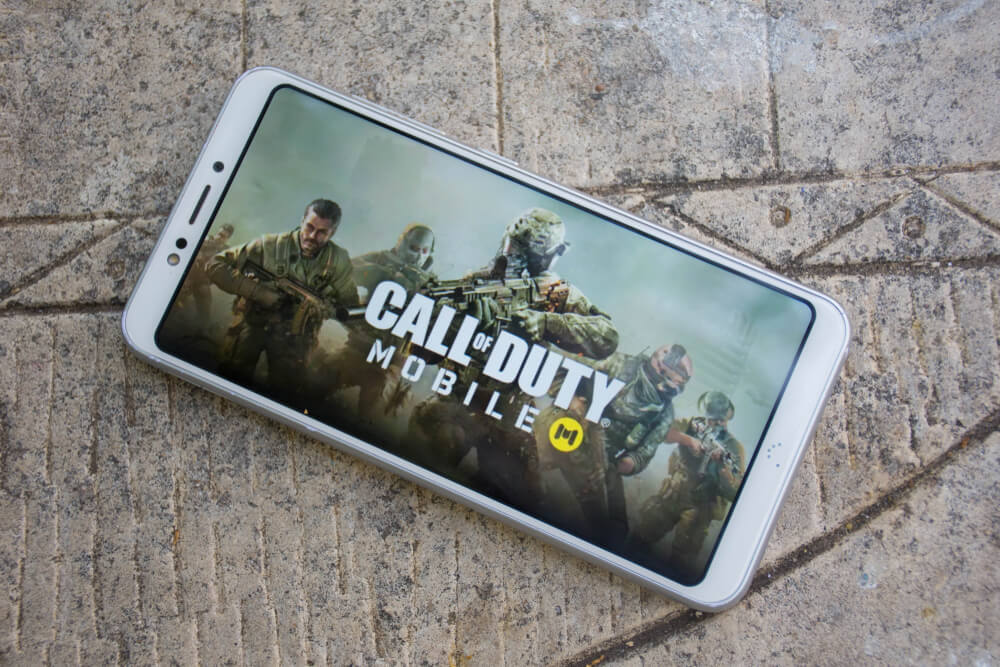 Wallpaper of the Call of Duty Mobile Video Game on a smartphone. Call of Duty Mobile is a new free game for Android and iOS smartphones.