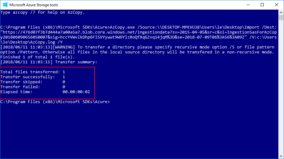 AzCopy command