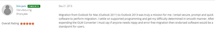 Migration from Outlook for Mac (Outlook 2011) to Outlook 2013 was truly a mission for me. I entail secure, prompt and quick software to perform migration. After expending on Stellar OLM Converter I must say if anyone needs nippy and error free OLM to PST migration then endorsed software would be a standpoint for users.
