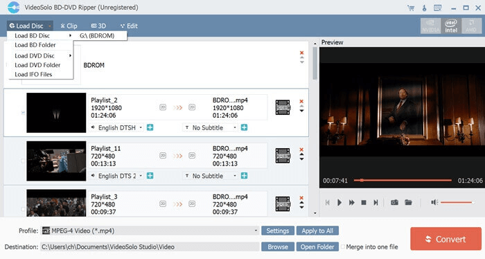 Load BD Disc or Load DVD Disc.