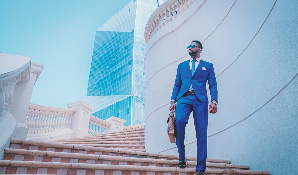 Entrepreneur, Boss, CEO, Business Owner, Winner, Professional, Success, Confident, Good-Looking, Business Man in Blue Suit.