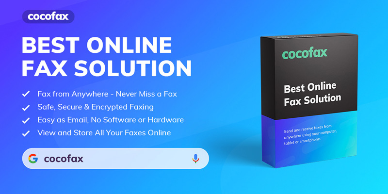 CocoFax: Best Online Fax Solution. Send and receive faxes from anywhere using your computer, tablet or smartphone. Fax from Anywhere - Never Miss a Fax. Safe, Secure and Encrypted Faxing. Easy as Email, No Software or Hardware. View and Store All Your Faxes Online.