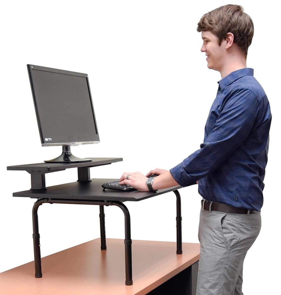 Standing Desktop Converter with Monitor Shelf - Convert your Desk to a Standing Desk in Seconds.