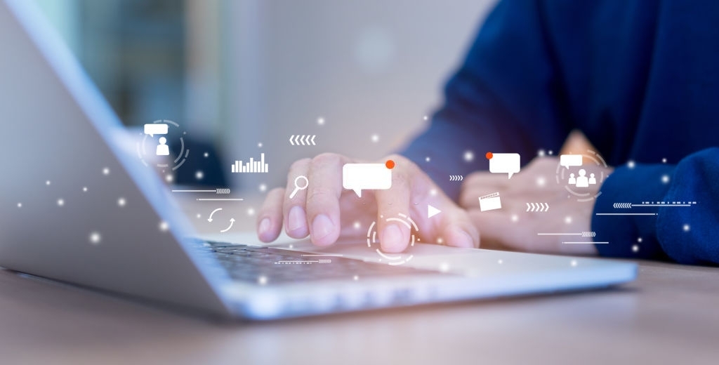 Internet Marketing, Social Media Marketing, Internet Network Technology and Business Concept.