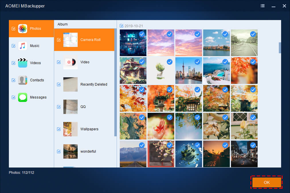 AOMEI MBackupper - Custom Backup iPhone Data - Backup Important Photos.