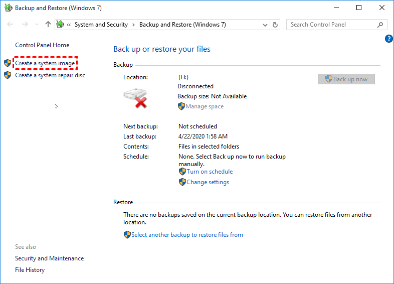 Create a system image Windows 10. Backup Windows 10.
