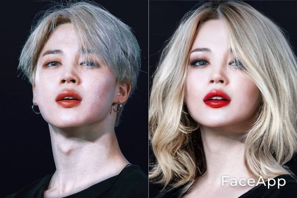 Jimin gender swap with FaceApp.