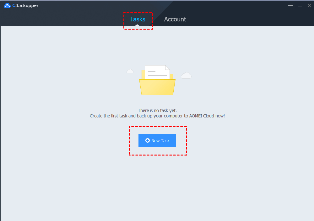 CBackupper New Backup Task. Back up your computer to AOMEI Cloud now!