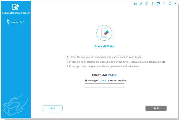 Erase all data from your Android device securely and permanently with Coolmuster Android Eraser.