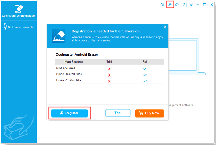 Coolmuster Android Eraser Main Features and Registration.