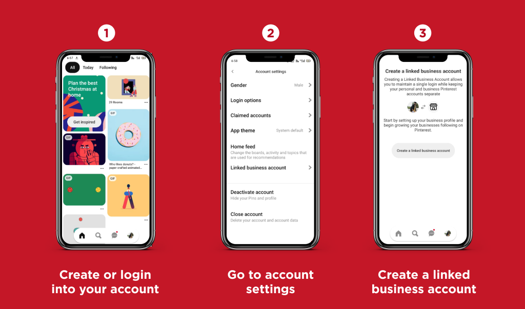 Pinterest Business Account: Create a linked business account.