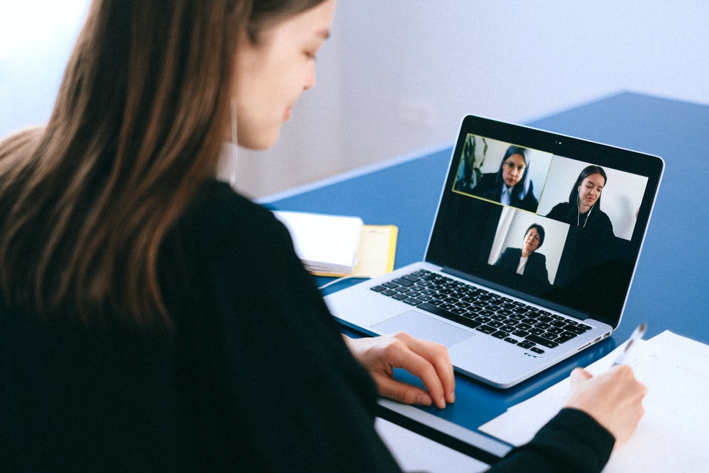 People on a Group Video Call or Video Conference Call